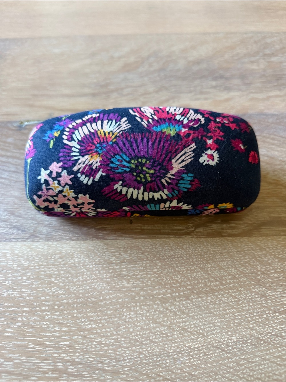 Floral Blue Protective Eyeglass Case with Colorful Accent Print